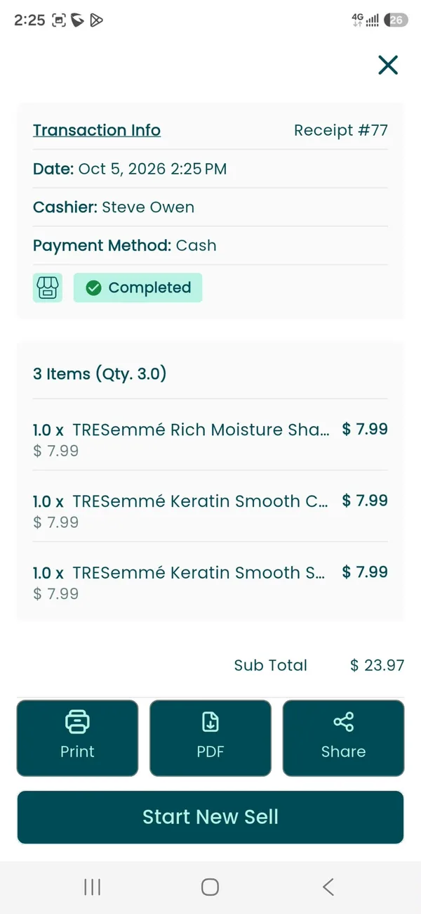 Digital receipt on a phone